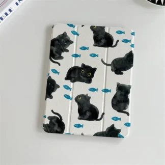 Funda Cute Cat para iPad con Porta Lápiz – Diseño Divertido y Protector