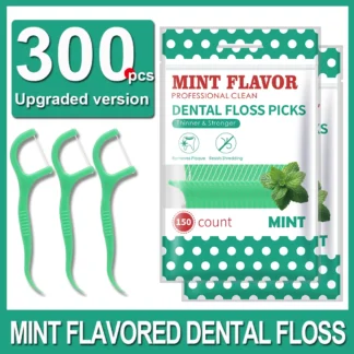 300 Palillos de Hilo Dental con Menta – Set Portátil de Limpieza Bucal