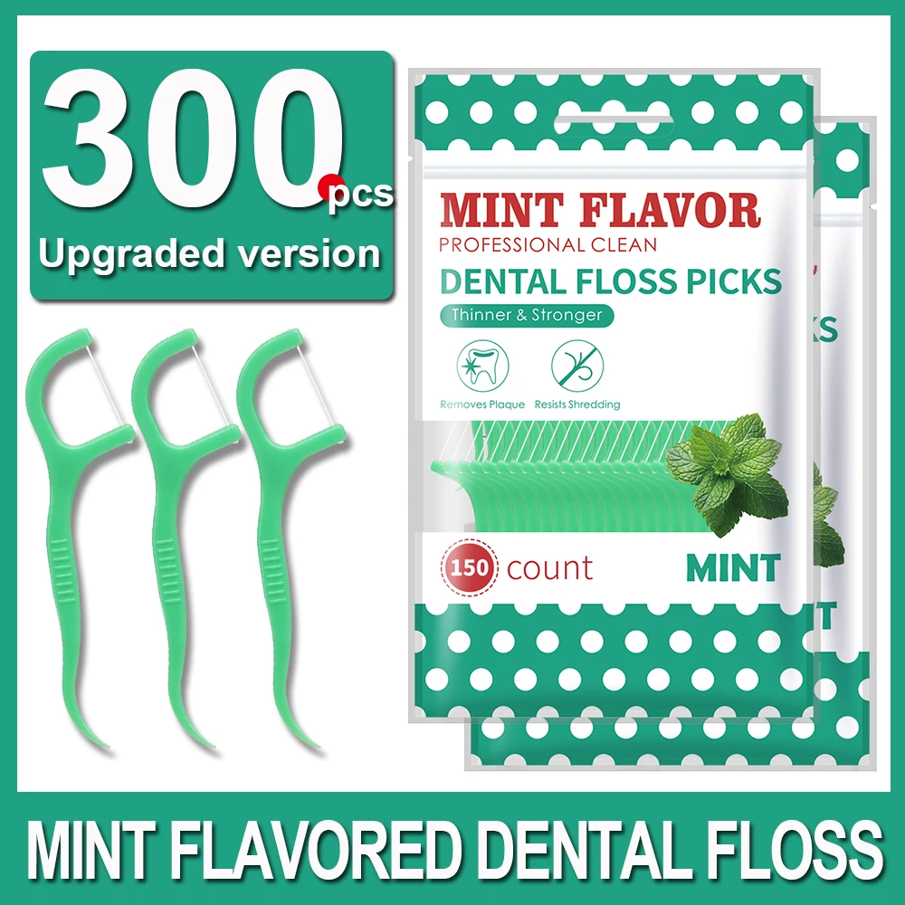 300 Palillos de Hilo Dental con Menta – Set Portátil de Limpieza Bucal