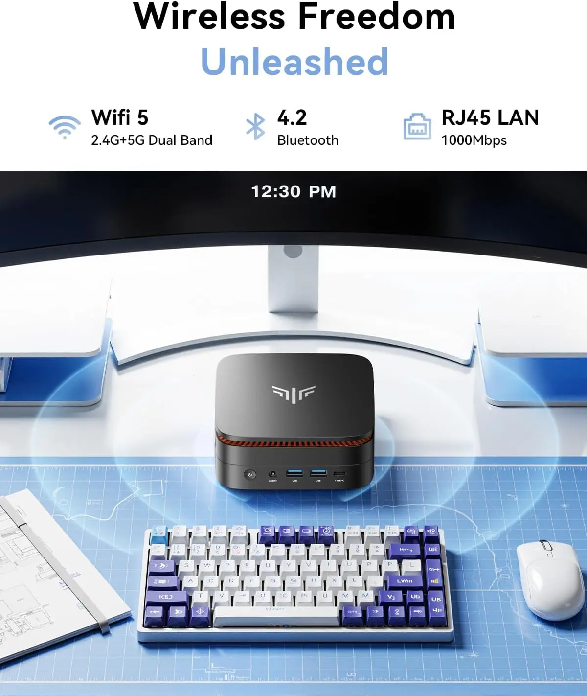 KAMRUI MINI PC R3 4300U 16GB LPDDR4 512GB SSD Mini Desktop Computer Win11pro WIFI5 2.5GLAN 4K Display for Office Business Gamer - Imagen 5